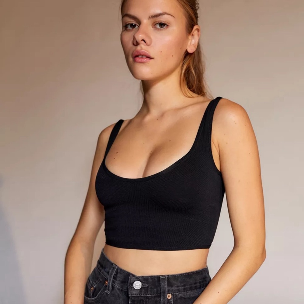 Urban Outfitters Black Ribbed Crop Top